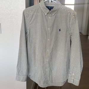 Ralph Lauren Yellow, White, & Blue Plaid Button Down Boys Size XL 18-20, EUC